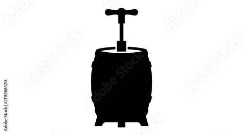 Antique wooden butter churn with plunger silhouette.