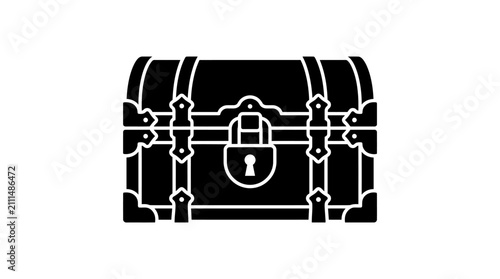 Antique treasure chest silhouette with lock.