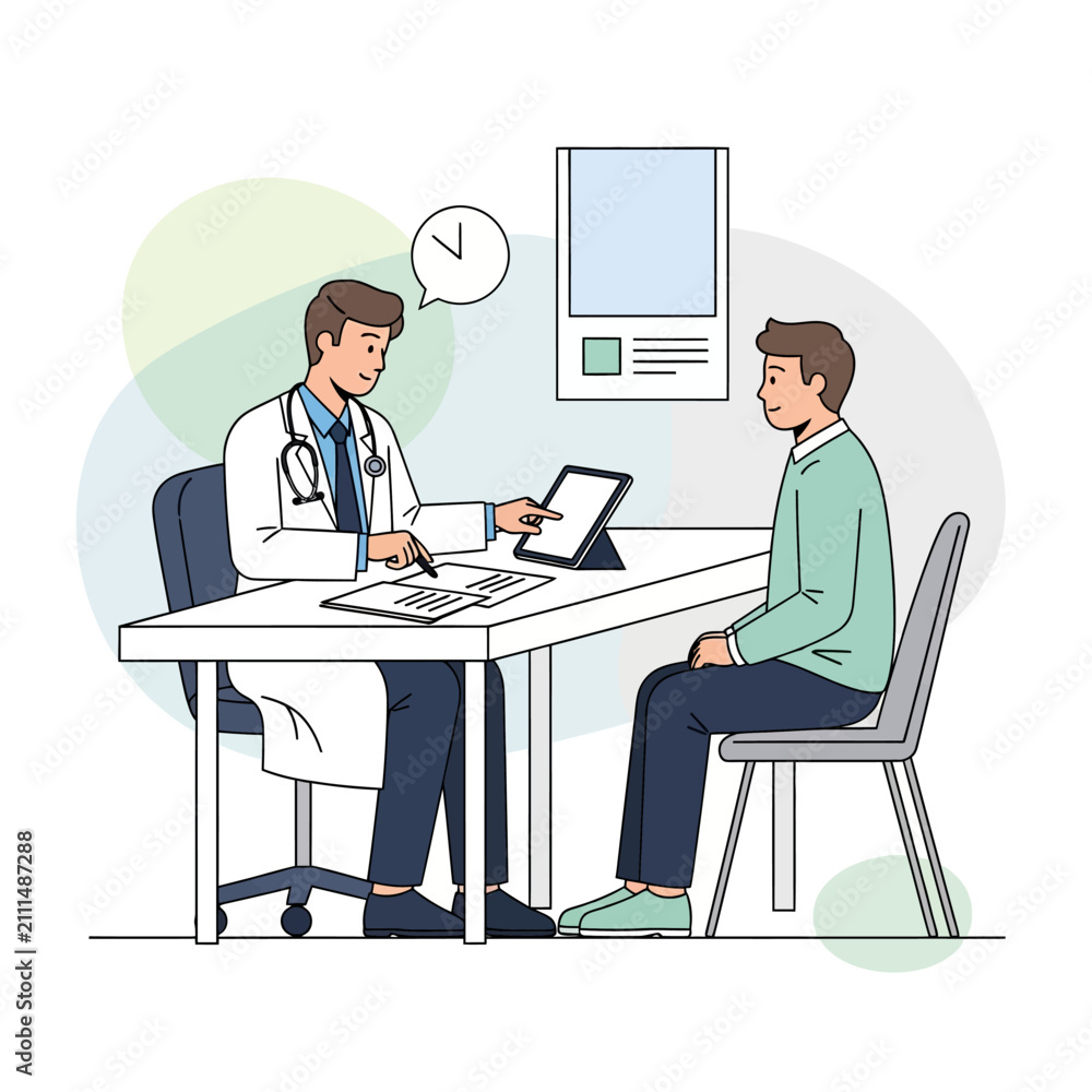 Fototapeta premium Doctor And Patient Meeting In A Clinic Room Discussing Health Matters