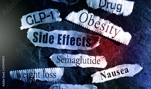 GLP-1 related newspaper headlines with side effects text