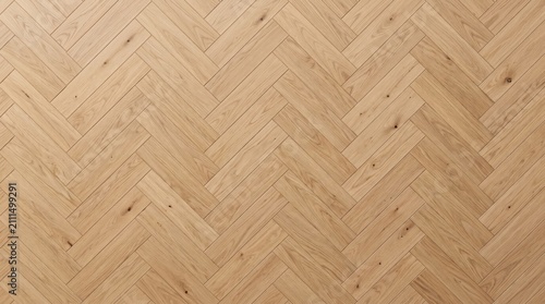 Detailed light oak wood texture with a herringbone pattern for architectural design and interior flooring