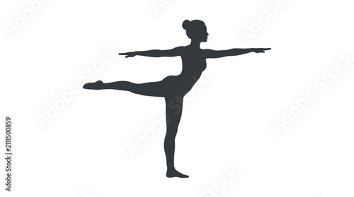 Silhouette of a ballet dancer in arabesque pose.