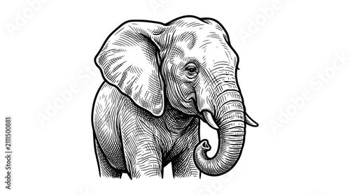 Obraz na plátne African elephant head detailed vintage engraving.