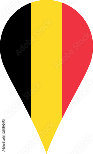 Belgium Flag Location Pin Map Marker Belgian Destination GPS Vector Icon