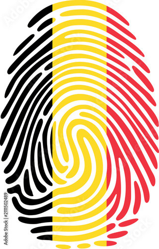 Belgium Flag Fingerprint Identity Vector Belgian DNA Heritage Graphic