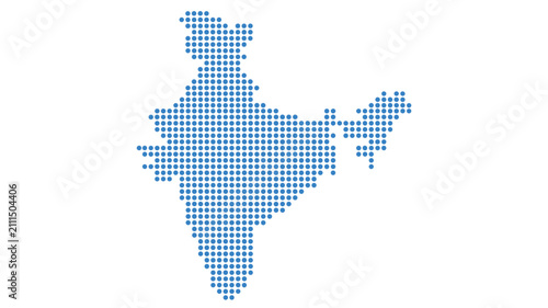 India map dotted vector illustration, blue halftone dot pattern country silhouette of Indian subcontinent for travel and business design
