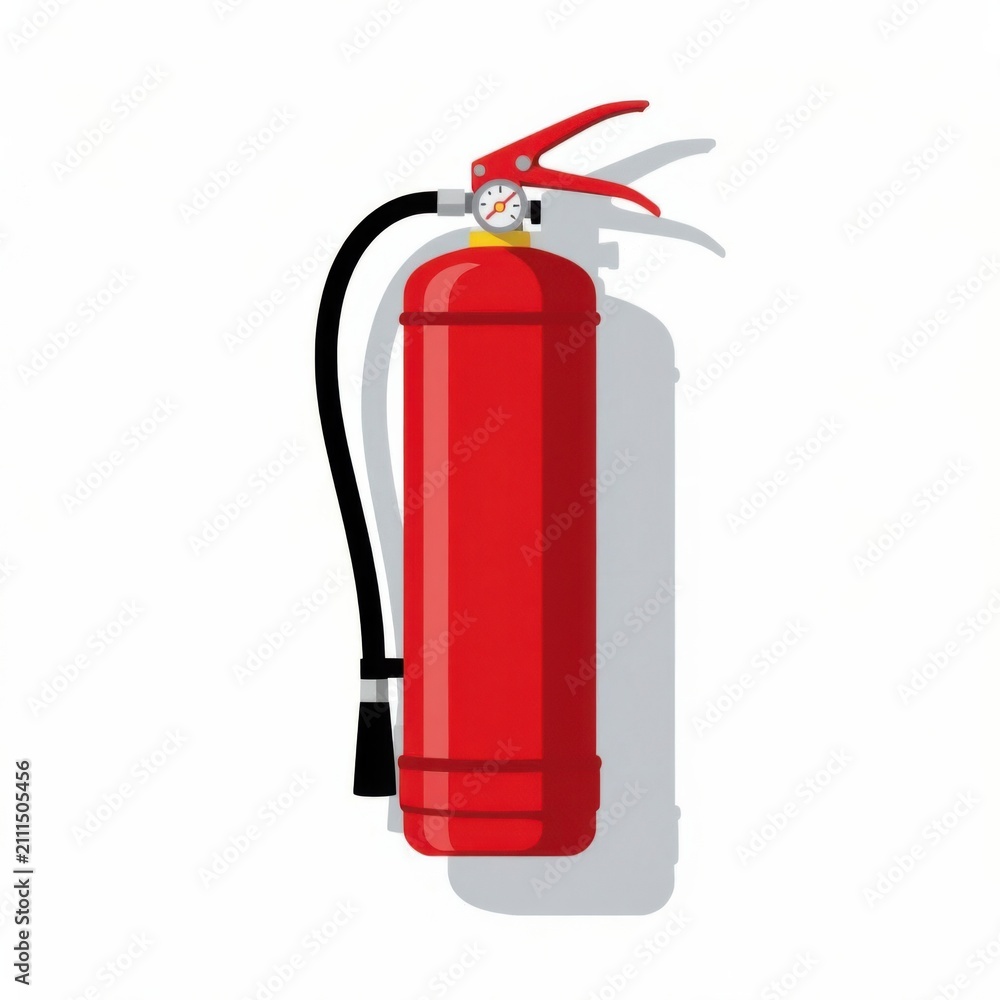 Obraz premium Red fire extinguisher for safety and emergency preparedness. High-pressure portable firefighting equipment for home, office, or vehicle protection.