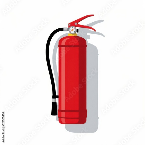 Red fire extinguisher for safety and emergency preparedness. High-pressure portable firefighting equipment for home, office, or vehicle protection.