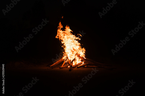 A bonfire in the dark