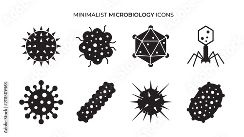 Cuadro en lienzo Minimalist Microbiology and Virology Icon Collection