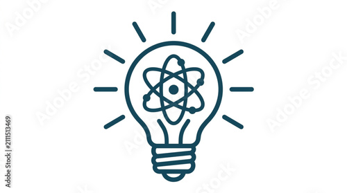 Fotografie Light bulb with atomic symbol inside illustration.