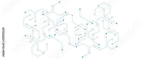 Vector hexagons pattern geometric simple hexagonal line and dot elements medical technology illustration background