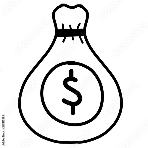 Money bag dollar sack line art icon