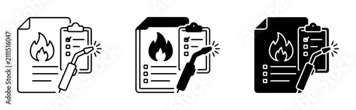 Welding Safety Checklist, Fire Hazard Inspection, Industrial Process Control Icons