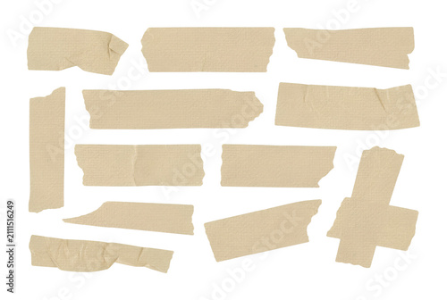 vintage torn masking tape strips isolated on transparent background for design and collage