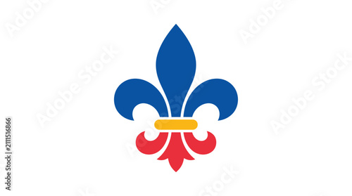 Fotografi Fleur de lis vector illustration with red blue and yellow coloration