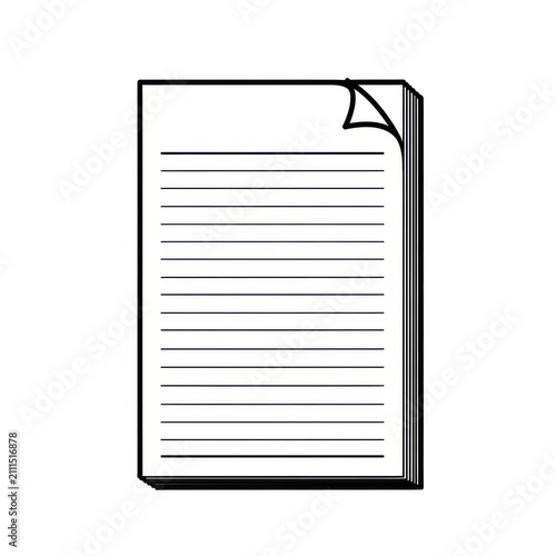 A Simple Minimalist Black And White Line Drawing Of A Paper Stack