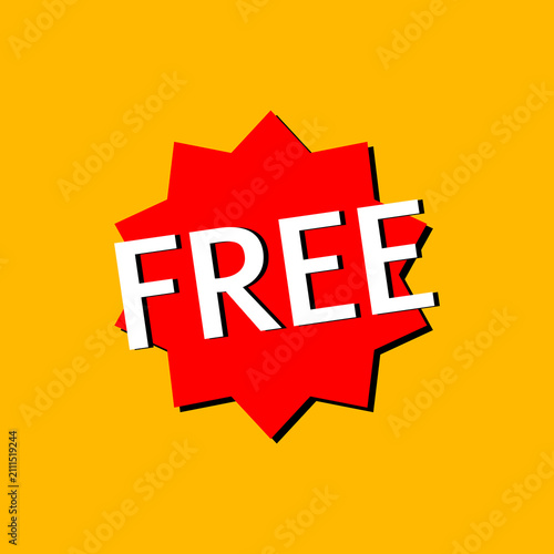 Free promotional sticker badge. Red starburst label with bold text on yellow background for retail sale, special offer, and ecommerce marketing.