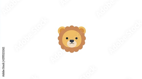 Cute cartoon lion cub face centered on a bright white background
