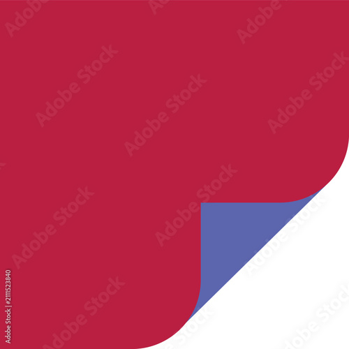 Minimalist Red Square Graphic with Corner Fold Effect Displaying a Contrasting Blue Underside