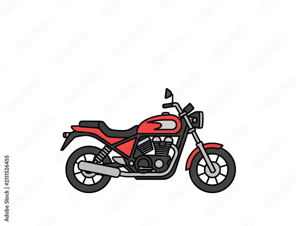 Fototapeta premium Red Motorcycle Illustration