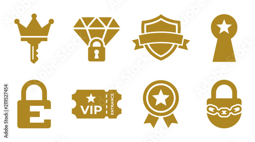 Cuadro en lienzo Gold luxury icons for security and exclusivity.