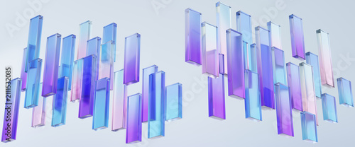 Gradient abstract background glossy glass texture premium holographic style futuristic modern shape dispersion light tech design refraction colourful wallpaper banner. 3d rendering