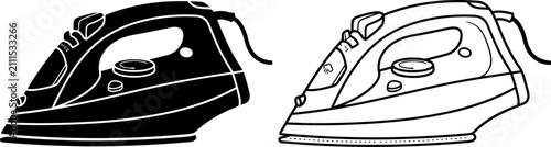 Принти на полотні Steam iron icons, solid black and outline style