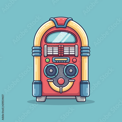 Rounded Cartoon Style Retro Jukebox Machine Vector