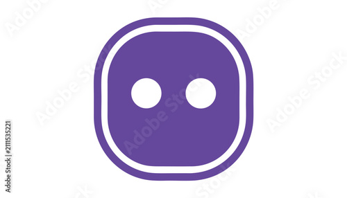 Minimalist robot face vector icon for AI and automation design. Simple futuristic android symbol with glowing eyes for tech interfaces.