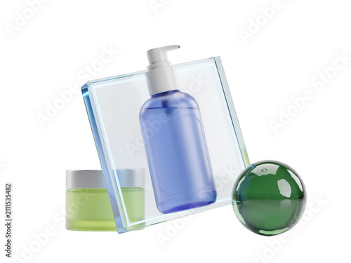 Cosmetic bottles and jars for skin care product set