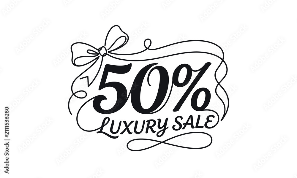 Obraz premium Independence Day (India) 2026 one line art editable design Fifty percent luxury sale decorative ribbon bow graphic illustration isolated on transparent background, Vector