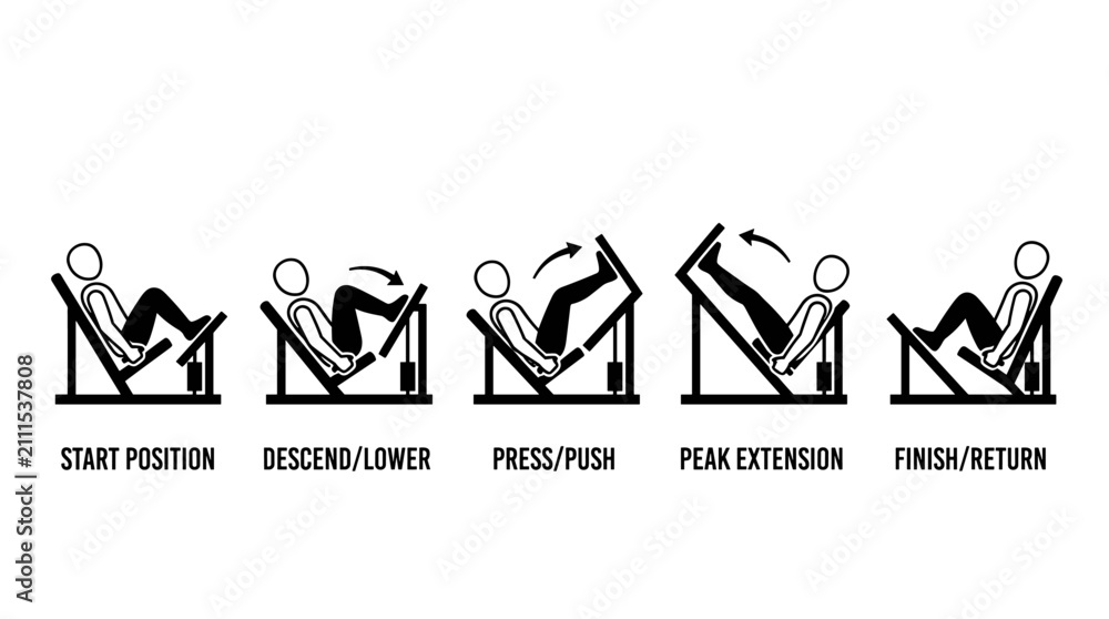 Fototapeta premium Leg Press Machine Exercise Technique Workout Guide Infographic