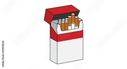Canvas Print Open cigarette pack with cigarettes flat vector silhouette vector