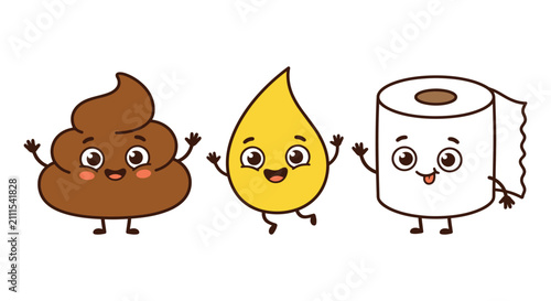 Fotografía Feces Urine And Toilet Paper Roll Silhouette Illustration vector