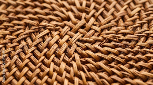 Close-up of woven natural rattan texture pattern background