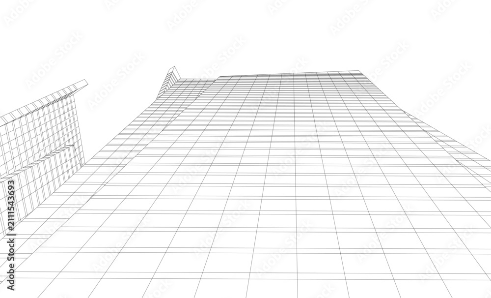 Fototapeta premium Architectural buildings in the city. Vector 3d illustration