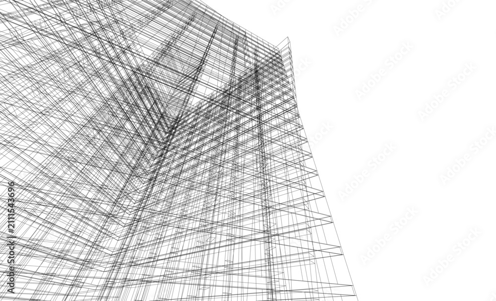 Obraz premium Architectural buildings in the city. Vector 3d illustration
