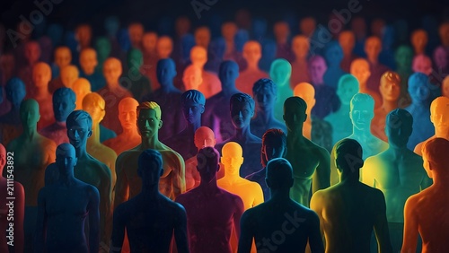 Abstract Crowd Glowing Leader Competitive Advantage
