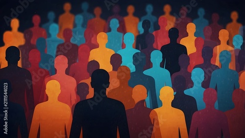Abstract Crowd Glowing Leader Competitive Advantage