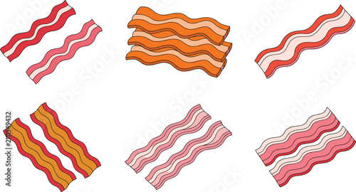 Foto Bacon strips flat vector illustration