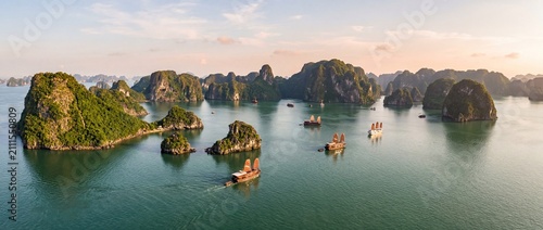 Breathtaking, photorealistic coastal landscape of Ha Long Bay