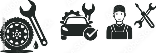 Car Repair and Mechanic Service Icons auto