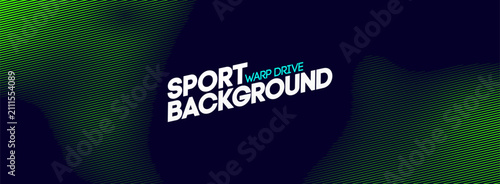 Sport background with green halftone speed lines on dark blue. Athletic warp drive texture pattern for jersey t-shirt race banner. Dynamic striped grunge design modern geometric sportswear print.
