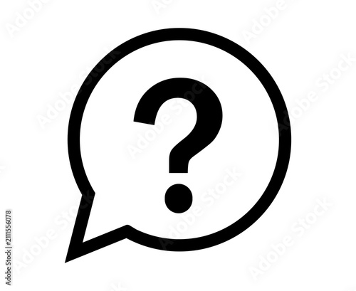 Obraz na plátně Black and white question mark symbol inside a round speech bubble icon
