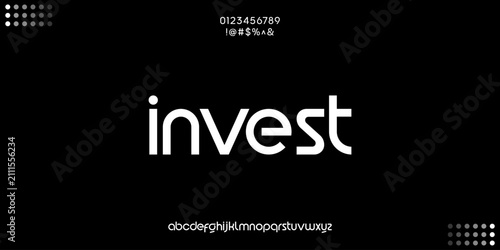 White invest text design on dark minimalist background.