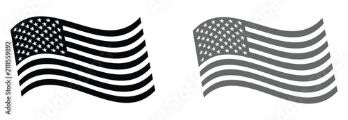 american flag vector.usa black and white stars and stripes symbol icon illustration.