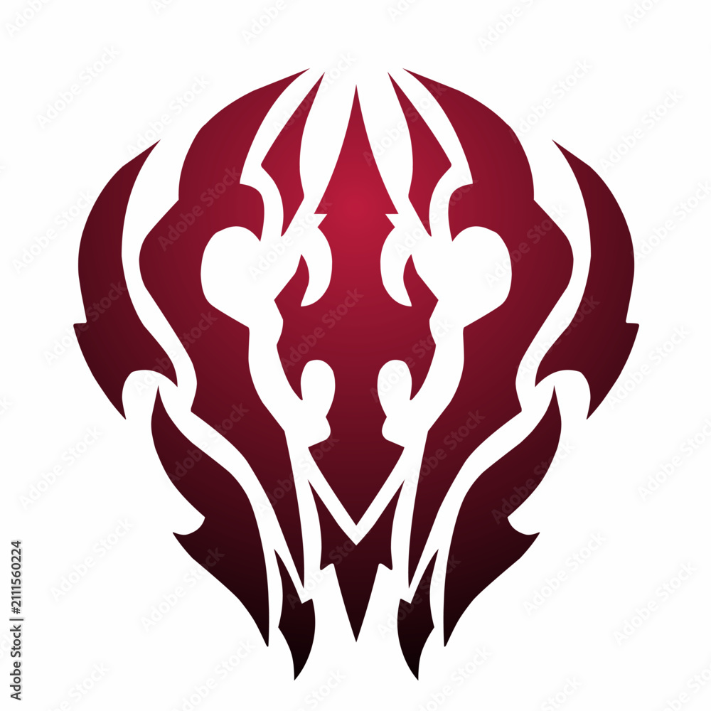 Fototapeta premium Abstract Dark Red Tribal Emblem for Gaming or Tattoos