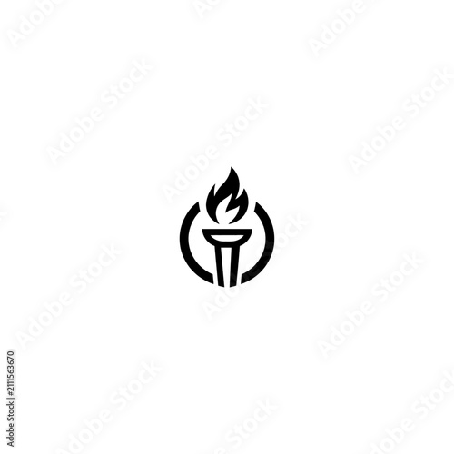 Konstfotografi Burning torch flame emblem icon design with achievement inspiration minimalist i