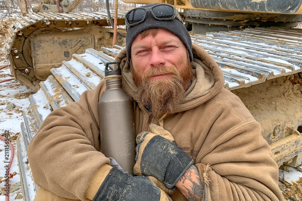 Obraz premium Stock Inspector at Work: Snowy Day in the Field